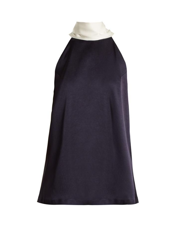 Galvan Tie-neck Crepe-back Satin Top