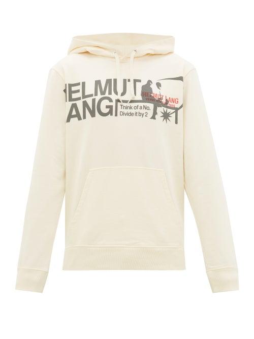 Matchesfashion.com Helmut Lang - Logo Print Cotton Hooded Sweatshirt - Mens - White