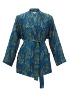 Matchesfashion.com Zeus + Dione - Idille Fan Print Silk Twill Jacket - Womens - Blue Multi