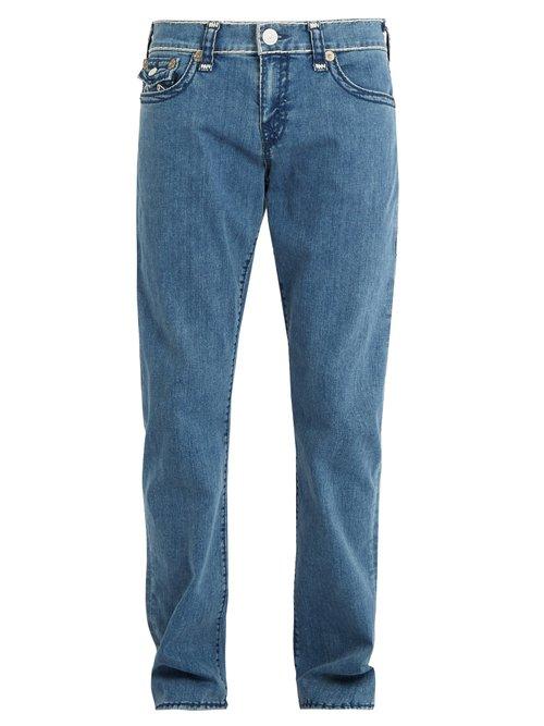 Matchesfashion.com True Religion - Washed Contrast Trim Straight Leg Jeans - Mens - Indigo