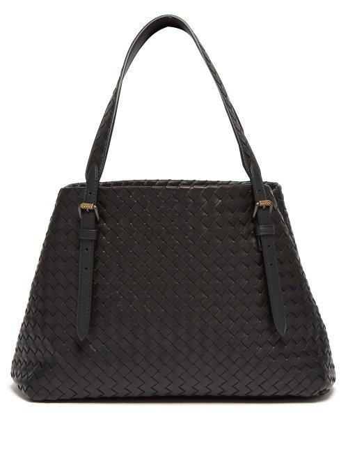 Matchesfashion.com Bottega Veneta - Cesta Intrecciato Small Leather Tote - Womens - Black