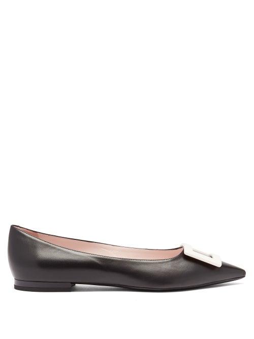 Matchesfashion.com Roger Vivier - Gommetine Point-toe Leather Ballet Flats - Womens - Black White