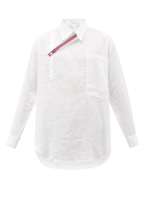 Charles Jeffrey Loverboy - Oversized Throat-latch Linen Shirt - Mens - White