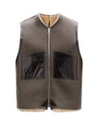 Our Legacy - Reversible Shearling And Leather Gilet - Mens - Green