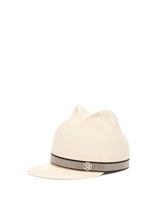 Matchesfashion.com Maison Michel - Jamie Cat Ears Woven Cap - Womens - Beige
