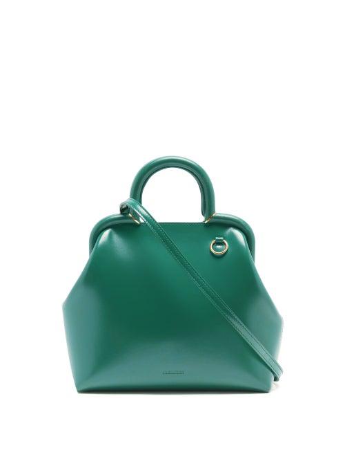 Matchesfashion.com Jil Sander - Logo-debossed Small Top-handle Leather Handbag - Womens - Green