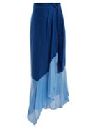 Matchesfashion.com Diane Von Furstenberg - Contrast Hem Linen Blend Wrap Skirt - Womens - Blue Multi