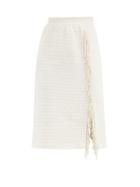 Matchesfashion.com Giambattista Valli - Pearl-embellished Cotton-blend Tweed Pencil Skirt - Womens - White