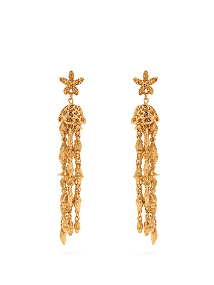 Oscar De La Renta Shell-beaded Tassel-drop Earrings