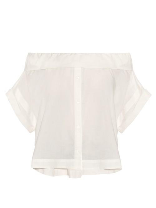 Sea Off-the-shoulder Cotton-poplin Top