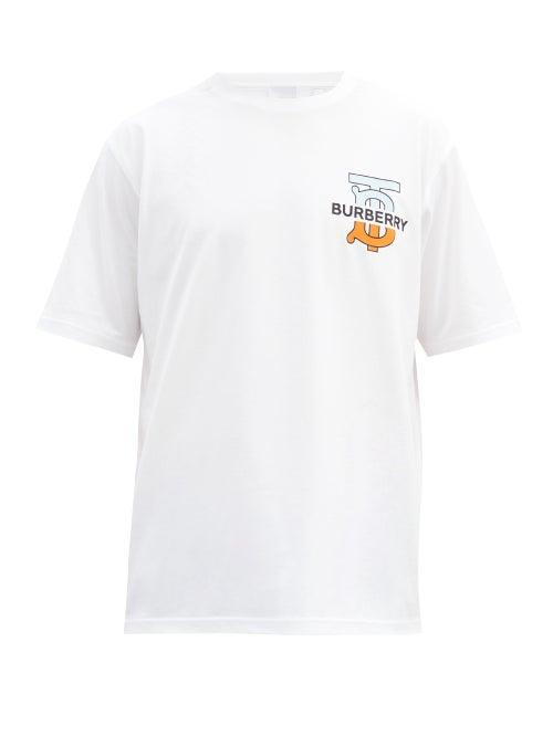 Matchesfashion.com Burberry - Ganther Logo-print Cotton-jersey T-shirt - Mens - White