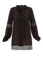 Matchesfashion.com Roland Mouret - Lolo Lace-inset Silk-georgette Blouse - Womens - Black