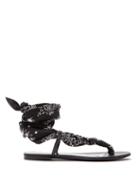 Matchesfashion.com Saint Laurent - Dallas Bandana Print Wrap Sandals - Womens - Black White