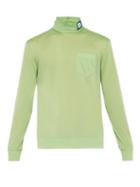 Matchesfashion.com Prada - Rubberised Logo Plaque Roll Neck Top - Mens - Green