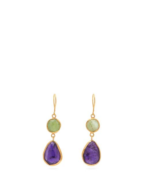 Matchesfashion.com Pippa Small Turquoise Mountain - Zahir Gemstone 18kt Gold Plated Earrings - Womens - Multi