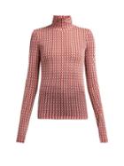 Matchesfashion.com Valentino - Monogram Intarsia Roll Neck Sweater - Womens - Red Print