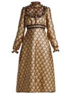Matchesfashion.com Rochas - Floral Brocade Midi Dress - Womens - Gold Multi