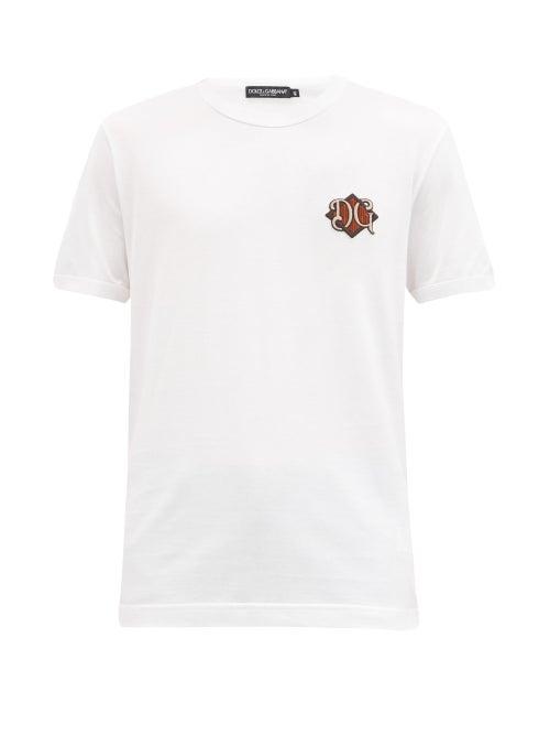 Matchesfashion.com Dolce & Gabbana - Logo-appliqu Cotton-jersey T-shirt - Mens - White