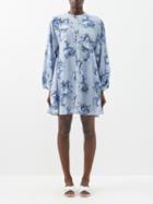 Emilia Wickstead - Nova Floral-print Crepe-georgette Mini Dress - Womens - Blue Print