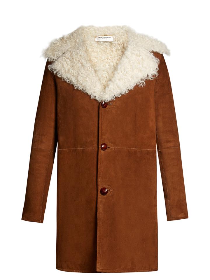 Saint Laurent Oversized Notch-lapel Shearling Coat