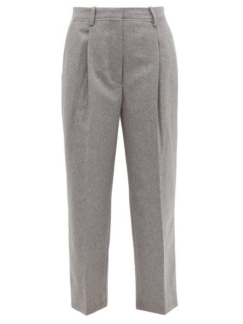 Matchesfashion.com Acne Studios - Trea Wool Blend Straight Leg Tailored Trousers - Womens - Light Grey
