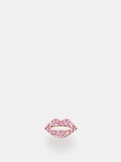 Roxanne First - Scarlett Kiss Sapphire & 14kt Rose-gold Earring - Womens - Pink Multi