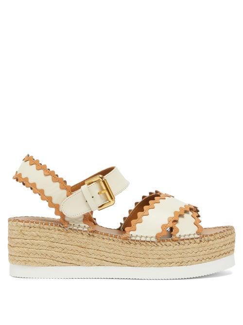 Matchesfashion.com See By Chlo - Glyn Leather Flatform Espadrille Sandals - Womens - Cream