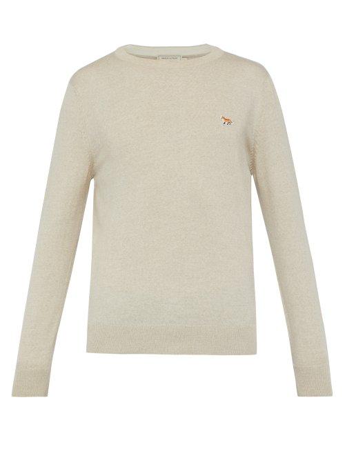 Matchesfashion.com Maison Kitsun - Logo Appliqu Wool Sweater - Mens - Beige