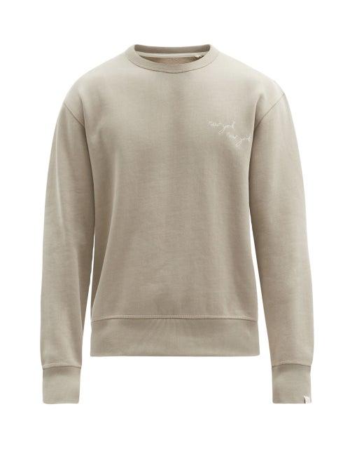 Matchesfashion.com Rag & Bone - New York-embroidered Cotton-blend Sweatshirt - Mens - Beige