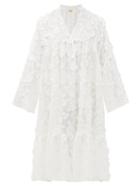 Matchesfashion.com Dodo Bar Or - Nell Floral-appliqu Cotton-voile Dress - Womens - White