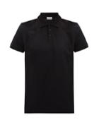 Matchesfashion.com Saint Laurent - Ysl-embroidered Cotton Polo Shirt - Mens - Black