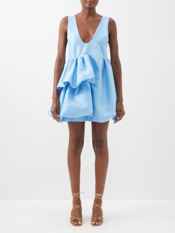 Kika Vargas - Nono Ruffled Silk-blend Taffeta Mini Dress - Womens - Light Blue