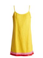 Matchesfashion.com Staud - Sonny Linen Blend Raffia Tassel Trim Dress - Womens - Yellow