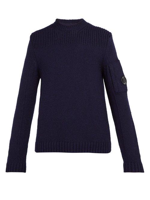 Matchesfashion.com C.p. Company - Lens Trim Wool Blend Sweater - Mens - Navy