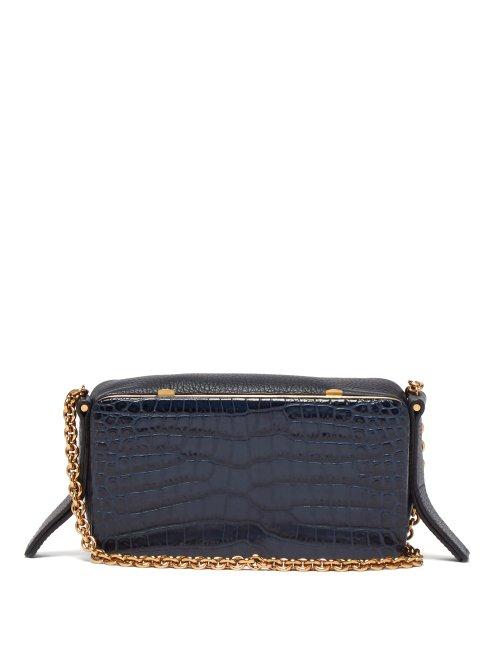 Matchesfashion.com Lutz Morris - Elise Crocodile Effect Leather Shoulder Bag - Womens - Navy