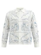 Bode - Beaded-scene Linen-blend Poplin Shirt - Mens - White