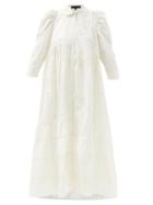 Matchesfashion.com Biyan - Gabrienne Broderie-anglaise Taffeta Dress - Womens - Ivory