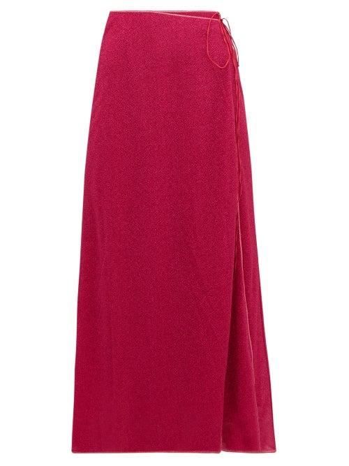 Matchesfashion.com Osree - Lumire Lam Wrap Skirt - Womens - Dark Pink