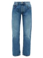 Matchesfashion.com Loewe - Flower-embroidered Straight-leg Jeans - Womens - Blue