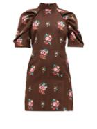 Matchesfashion.com Msgm - Open Back Floral Jacquard Dress - Womens - Brown Multi