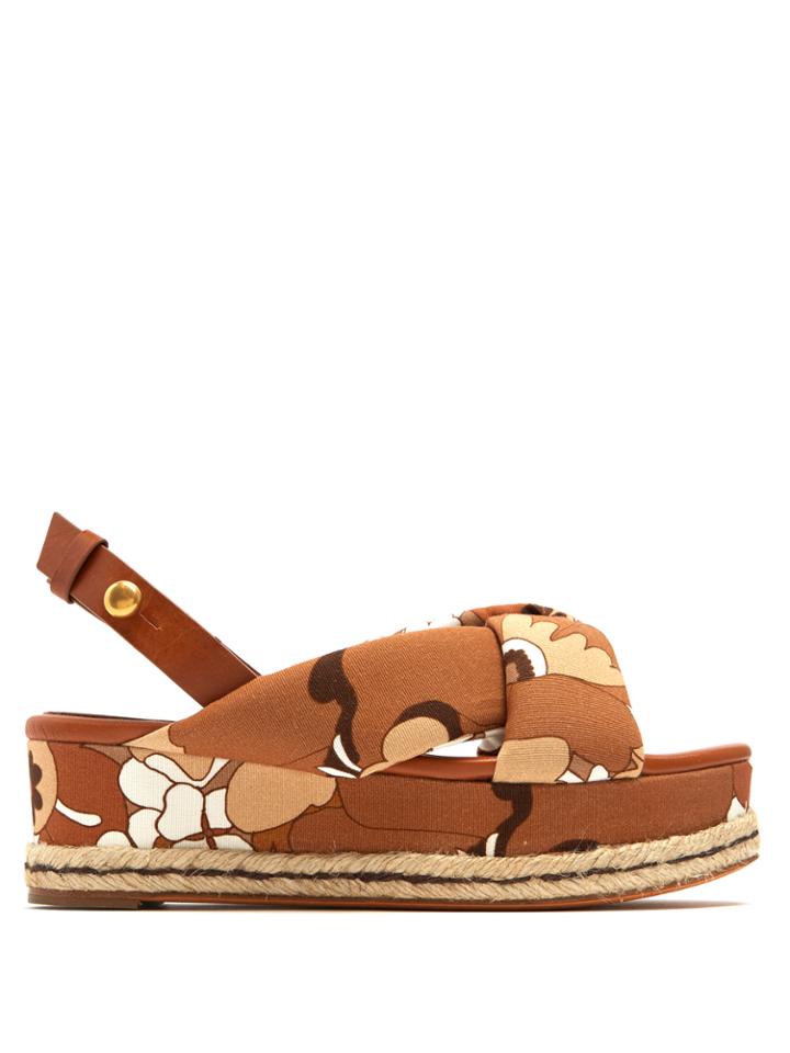 Chloé Jackson Floral-print Canvas Platform Espadrilles