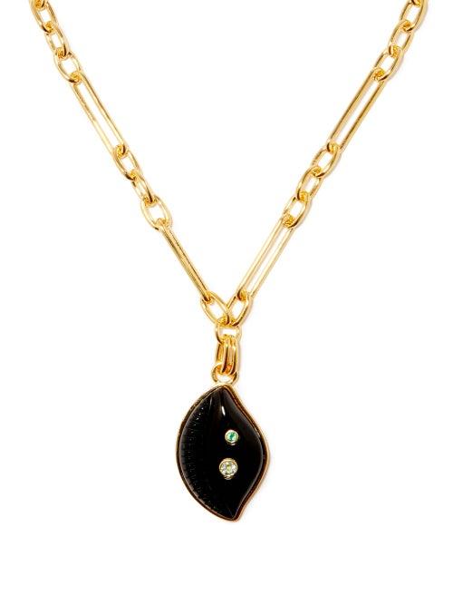 Matchesfashion.com Lizzie Fortunato - Emerald, Topaz, Onyx & Gold-plated Necklace - Womens - Black