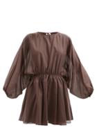 Loup Charmant - Kitta Open-back Organic-cotton Voile Mini Dress - Womens - Brown