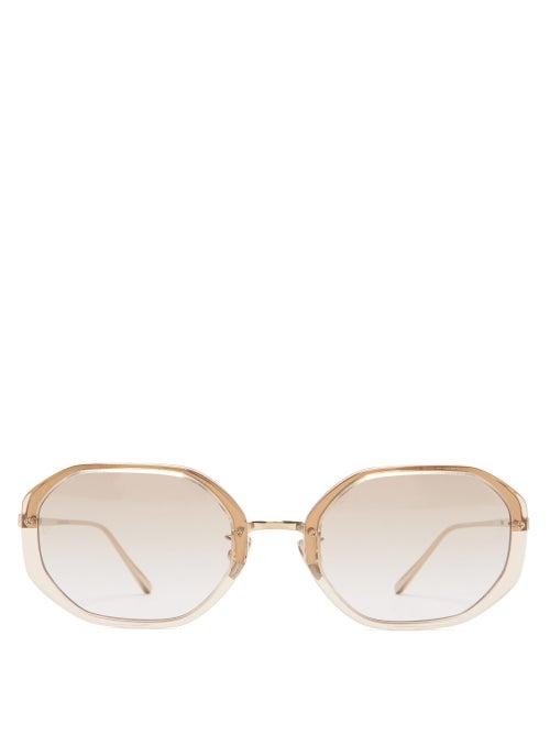 Matchesfashion.com Linda Farrow - Tyler Hexagonal Acetate And Titanium Sunglasses - Womens - Clear