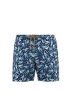 Matchesfashion.com Thorsun - Bird Print Titan Fit Swim Shorts - Mens - Navy