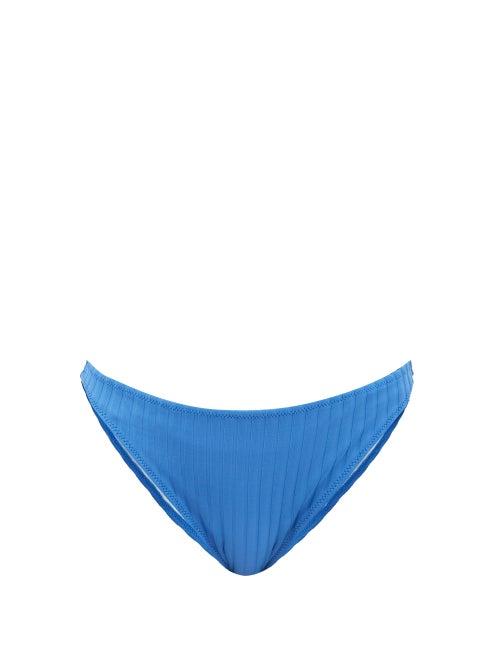 Matchesfashion.com Solid & Striped - The Elsa Low-rise Ribbed Bikini Briefs - Womens - Blue