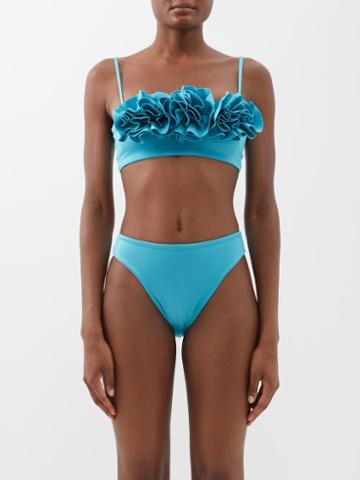 Maygel Coronel - Ondina Ruffled Bikini - Womens - Blue