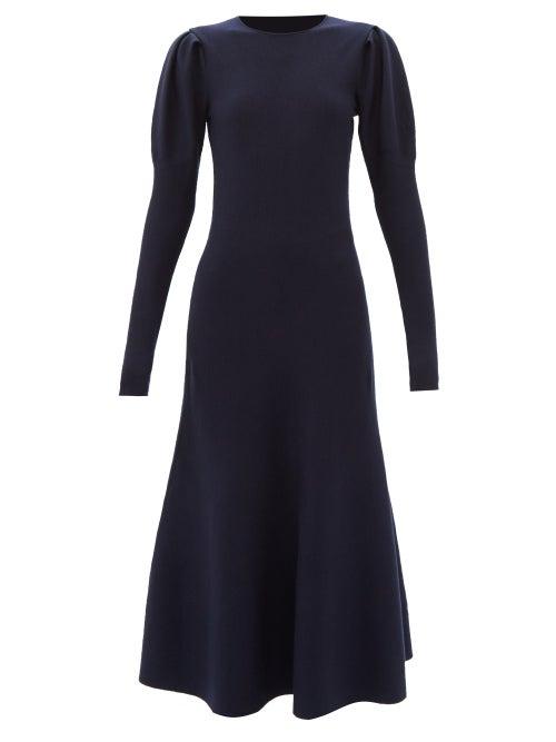 Gabriela Hearst - Hannah Gigot-sleeve Merino-wool Maxi Dress - Womens - Dark Navy