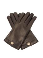 Matchesfashion.com Gucci - Logo Plaque Leather Gloves - Mens - Black