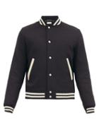 Matchesfashion.com Saint Laurent - Logo-print Wool-blend Varsity Jacket - Mens - Black